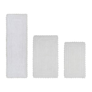 Lilly Crochet Collection 100% Cotton Tufted Reversible 3-Piece Bath Rug Set – Super Absorbent, Machine Washable Bathroom Mats with Crochet Pattern - 1 of 4
