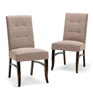 Hawthorne Deluxe Dining Chair Set of 2 Fawn Brown Linen Look Fabric - Wyndenhall, Adult Unisex