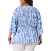 Agnes Orinda Women's Plus Size V Neck 3/4 Sleeve Boho Striped Peplum Babydoll Blouses - 4 of 4