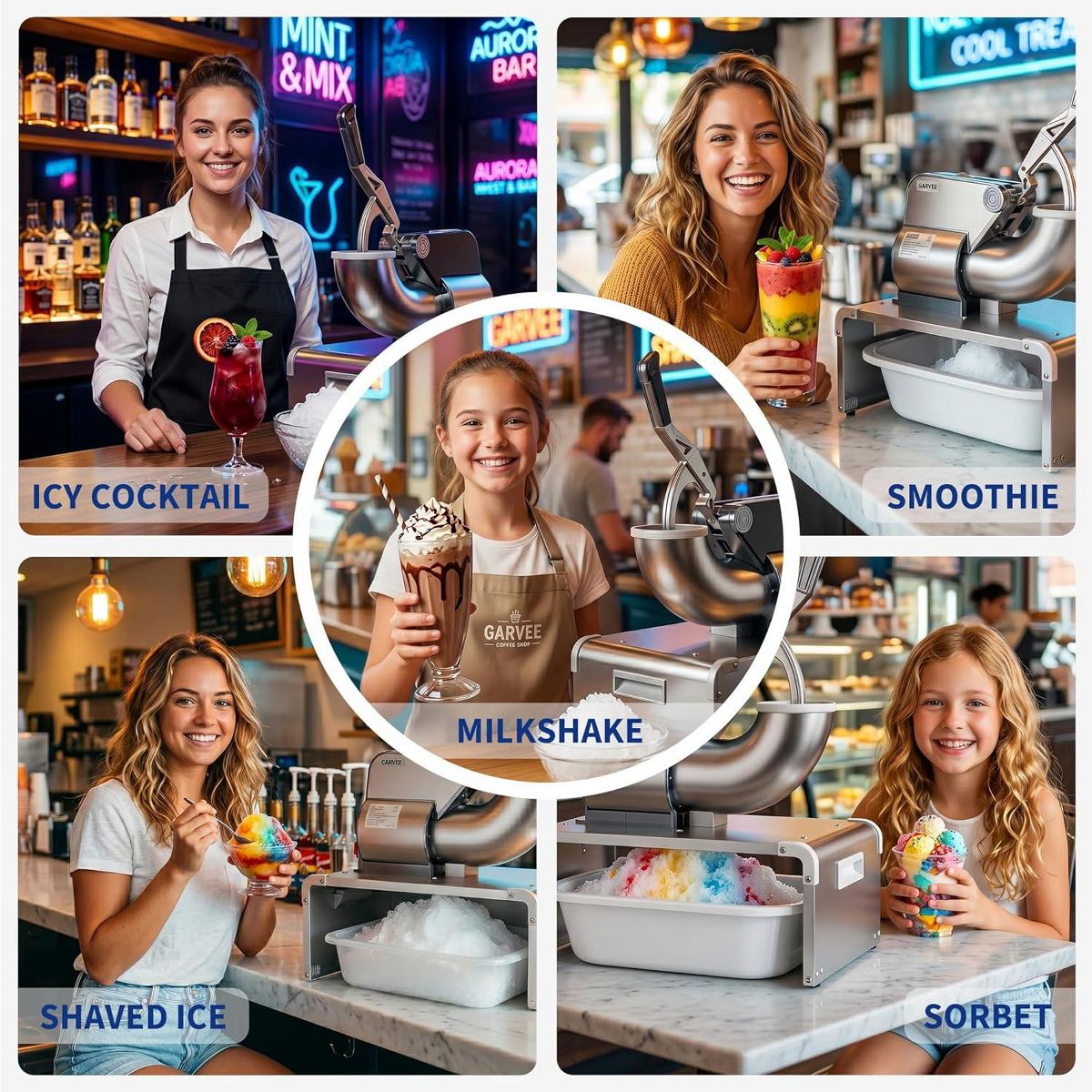 Garvee Countertop Shaved Ice Machine, 286 Lbs/Hr Commercial Ice Shaver, Adjustable Fineness for Events, Bars and Household - thumbnail 3