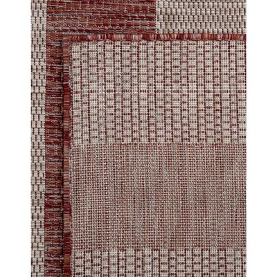 Rustic Stripe Rust Red & Gray 4' x 6' Outdoor Rug