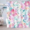 Pink Floral Shower Curtain Set, 72 Wx 72 H, Watercolor Flower Design for Bathroom Decor - 2 of 4