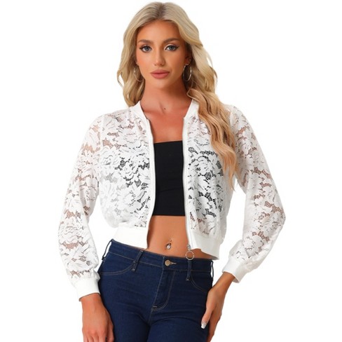 Unique Bargains Women's Quilted Zip Up Moto Raglan Sleeves Bomber Jacket XS  White 