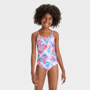 Girls' American Tie-Dye Printed One Piece Swimsuit - Cat & Jack™ - 1 of 3