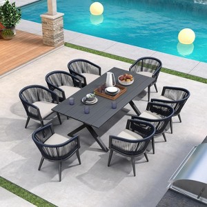 PURPLE LEAF Patio Dining Set All-Weather Wicker Aluminium Outdoor Table and Chairs Set for Backyard Decor Kitchen Modern Furniture Set - 1 of 4