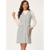 INSPIRE CHIC Women's V Neck Button Front Pockets Vintage Sleeveless Plaid Tweed Pinafore Dress - 3 of 4