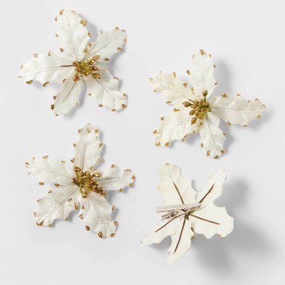 4ct Gold Poinsettia Clips - Wondershop™