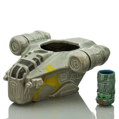 Star Wars Mandalorian Gray Ceramic Punch Bowl with Mini Muglet