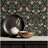 NextWall Aves Garden Peel and Stick Wallpaper Black: Whimsical Vintage Bird & Floral Design, Repositionable, Washable - image 2 of 4