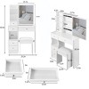 Vanity Desk with Sliding Mirror and Cushioned Stool,Makeup Dressing Table Set with Storage Drawers for Bedroom–The Pop Home - 4 of 4