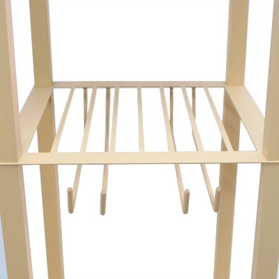 Chic White 12" Multi-Functional Wine Rack Shelf Lamp with Linen Shade