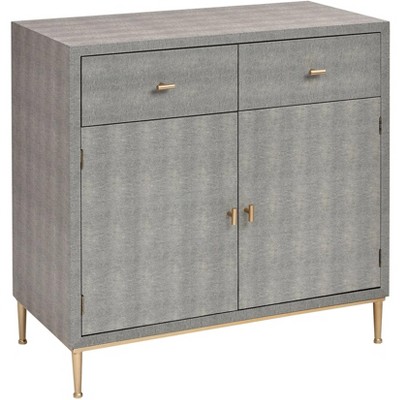 55 Downing Street Sands Point 32" Wide Gray and Gold 2-Drawer Modern Cabinet