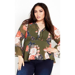 Women's Plus Size Mya Top - green | CITY CHIC - 1 of 4
