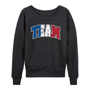 Women's - Instant Message - Team France Lightweight French Terry Wide Neck Long Sleeve Graphic Shirt - 1 of 4