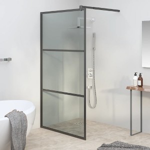 VidaXL Walk-in Shower Wall 39.4 in.x76.8 in. Dark ESG Glass Black - 1 of 4