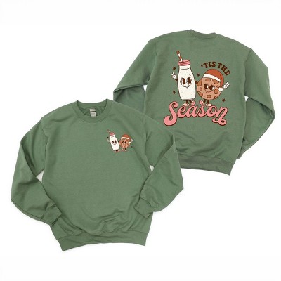 Simply Sage Market Women's Graphic Sweatshirt Tis The Season Milk and Cookies Front and Back