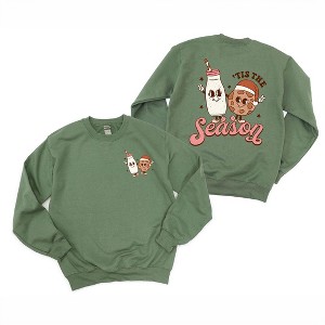 Simply Sage Market Women's Graphic Sweatshirt Tis The Season Milk and Cookies Front and Back - 1 of 4