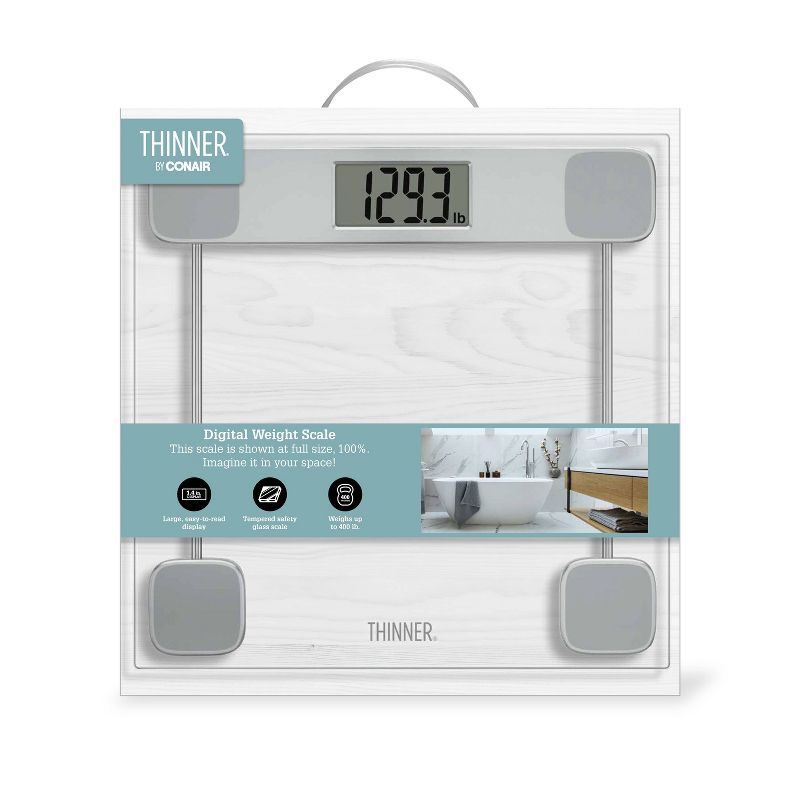 Clear Glass Weight Scale Silver - Thinner, 4 of 12