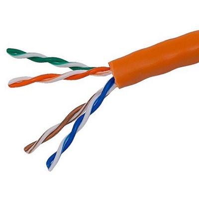 Monoprice Cat5e Ethernet Bulk Cable - 1000 Feet - Orange| Network Internet Cord - Solid, 350Mhz, UTP, Riser Rated, Pure Bare Copper Wire, 24AWG, No