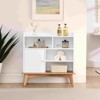 Lirago Bath Linen Cabinet with Colorblock Design Solid Wood Base Outlet Hole 31.5"H x 11.8"D x 31.5"W - 2 of 4