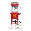 INFURNIC Popcorn Poppers Popcorn Machine with Cart 8 Oz Stainless Steel Kettle and Heated Warming Deck, Red, 26.97"*17.72"*53.86" - 2 of 4