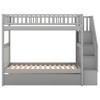 NicBex Twin Size Bunk Bed Convertible Design Triple Bed Frame with 4 Wheels, Guardrails and 4 Storage Ladders, No Spring Box Required - 3 of 4