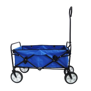 Folding Wagon Garden Shopping Beach Cart (Blue) - 1 of 4