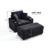 PAGED Upholstered Sofa Corduroy Chaise Lounge Sofa with Handrail Storage, Movable Ottoman, Cupholders for Living Room, Apartment - 4 of 4