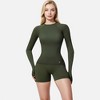 Anna-Kaci Active Women's Long Sleeve Fitted Crew Neck Top with Thumbhole Cuffs and Seam Detailing - 2 of 4
