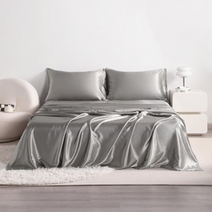 3/4 Pieces Satin Bed Sheet Set, Silky Cooling Soft Sheet Set - NTBAY - 1 of 4