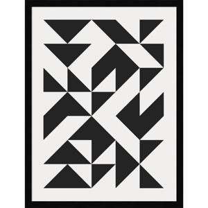 Amanti Art 19" x 25" Bauhaus Barn Quilt Geometric Black by The Creative Bunch Studio : Modern Lithograph, Hardwood Frame - 1 of 4