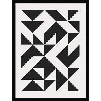 19" x 25" Bauhaus Barn Quilt Geometric Black by The Creative Bunch Studio Wood Framed Wall Art Print - Amanti Art