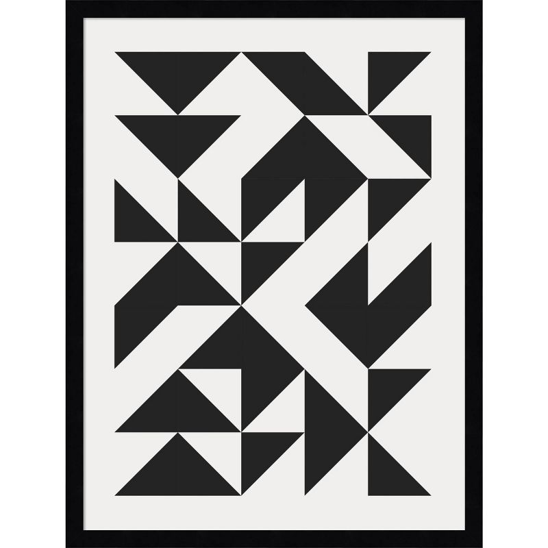 19&#34; x 25&#34; Bauhaus Barn Quilt Geometric Black by The Creative Bunch Studio Wood Framed Wall Art Print - Amanti Art, 1 of 11