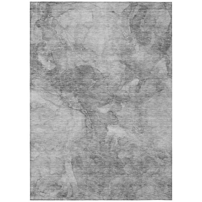 Gray Silver And Charcoal Nautical Washable Indoor Outdoor Area Rug