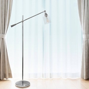 Swing Arm Floor Lamp with Glass Cylindrical Shade - Lalia Home - 1 of 4