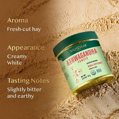 VAHDAM Organic Ashwagandha Indian Ginseng Root Powder - 2.47oz