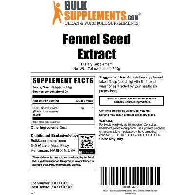 BulkSupplements Fennel Extract Powder