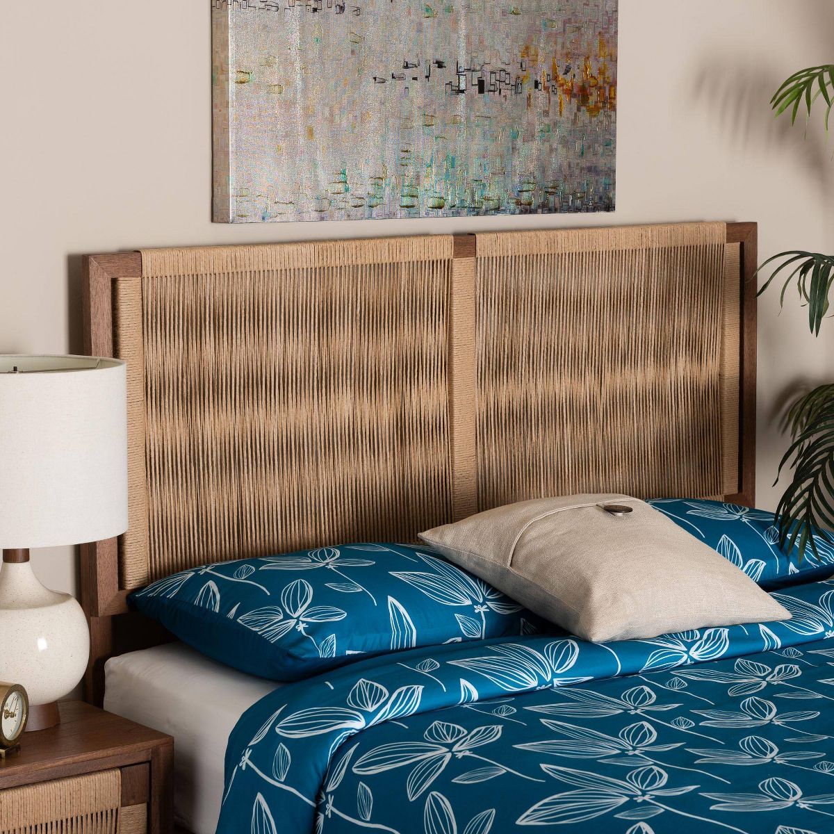 bali & pari Holitz Natural Rope Woven King Headboard Walnut Brown/Light Brown - thumbnail 5