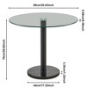 NicBex 35.43 Inch Round Dining Table with Tempered Glass Tabletop and Black Marble Chassis for Living Dining Room, Black - 3 of 4