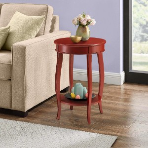 Lyngins Round Wooden Side Table with Open Shelf and Cabriole Legs, End Table for Living Room, Nightstand with Bottom Shelf, Contemporary Small Table - 1 of 4