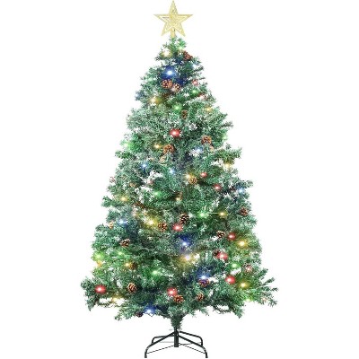 6.5ft Pre-Lit Artificial Christmas Tree with 350 Warm White  Lights, 1000 Trunk Tips & Metal Stand, Includes Star Topper for Home