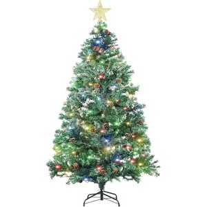 6.5ft Pre-Lit Artificial Christmas Tree with 350 Warm White  Lights, 1000 Trunk Tips & Metal Stand, Includes Star Topper for Home - 1 of 4