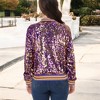Anna-Kaci Women's Sequin Jacket Sparkle Long Sleeve Front Zip Casual Blazer Bomber Jacket With Pockets - 4 of 4