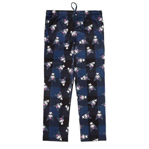 Kuromi Melody Print Pants Women's Black Kawaii Harajuku Japanese Cartoon  Trouser