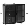 24"W Metal & Glass Wall Cabinet - 3-Tier Adjustable Shelves, Waterproof Storage for Bathroom/Kitchen (Tempered Glass Doors) - 2 of 4