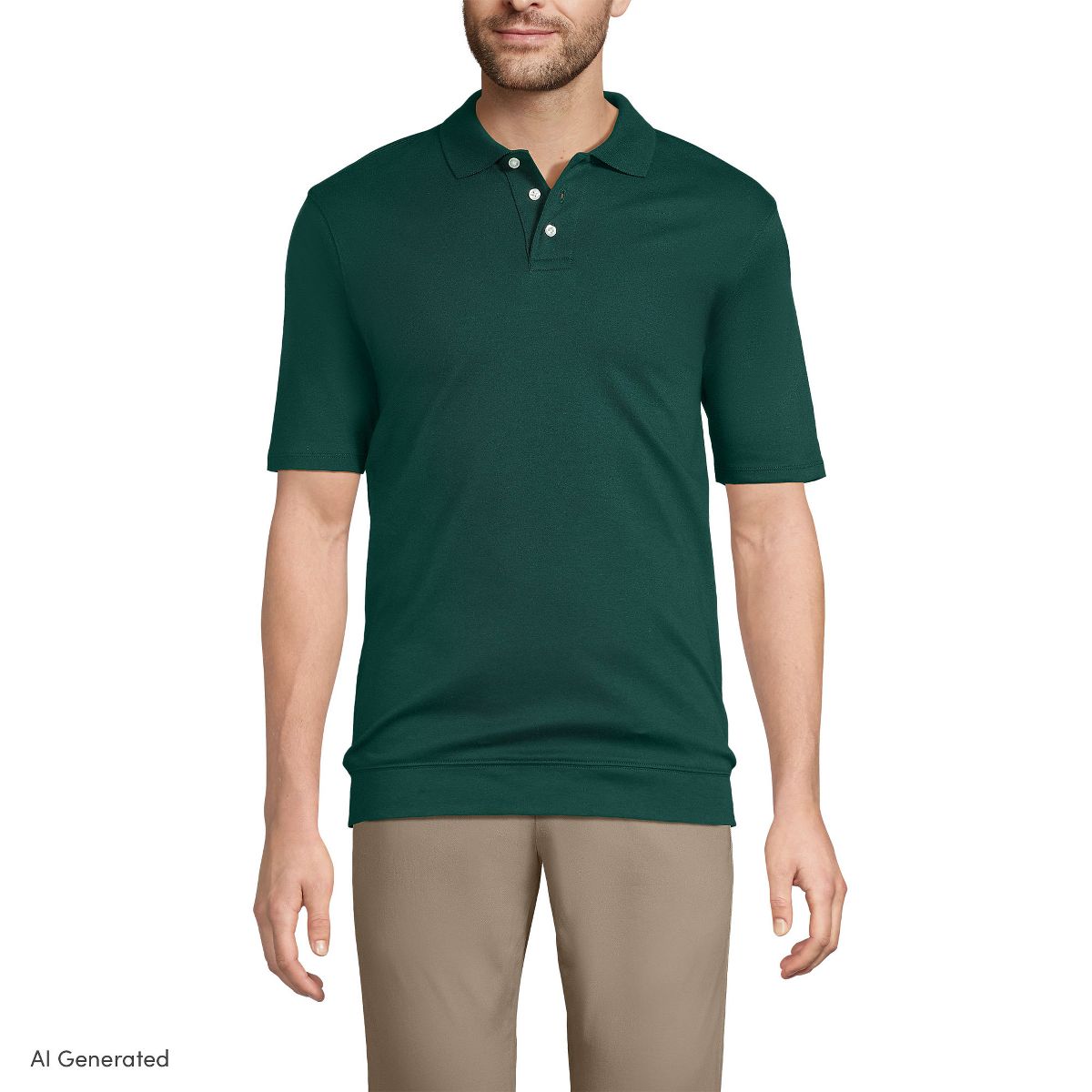 Lands' End School Uniform Men's Short Sleeve Banded Bottom Polo Shirt - thumbnail 5