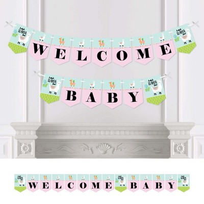 Big Dot of Happiness Whole Llama Fun - Llama Fiesta Baby Shower Bunting Banner - Party Decorations - Welcome Baby