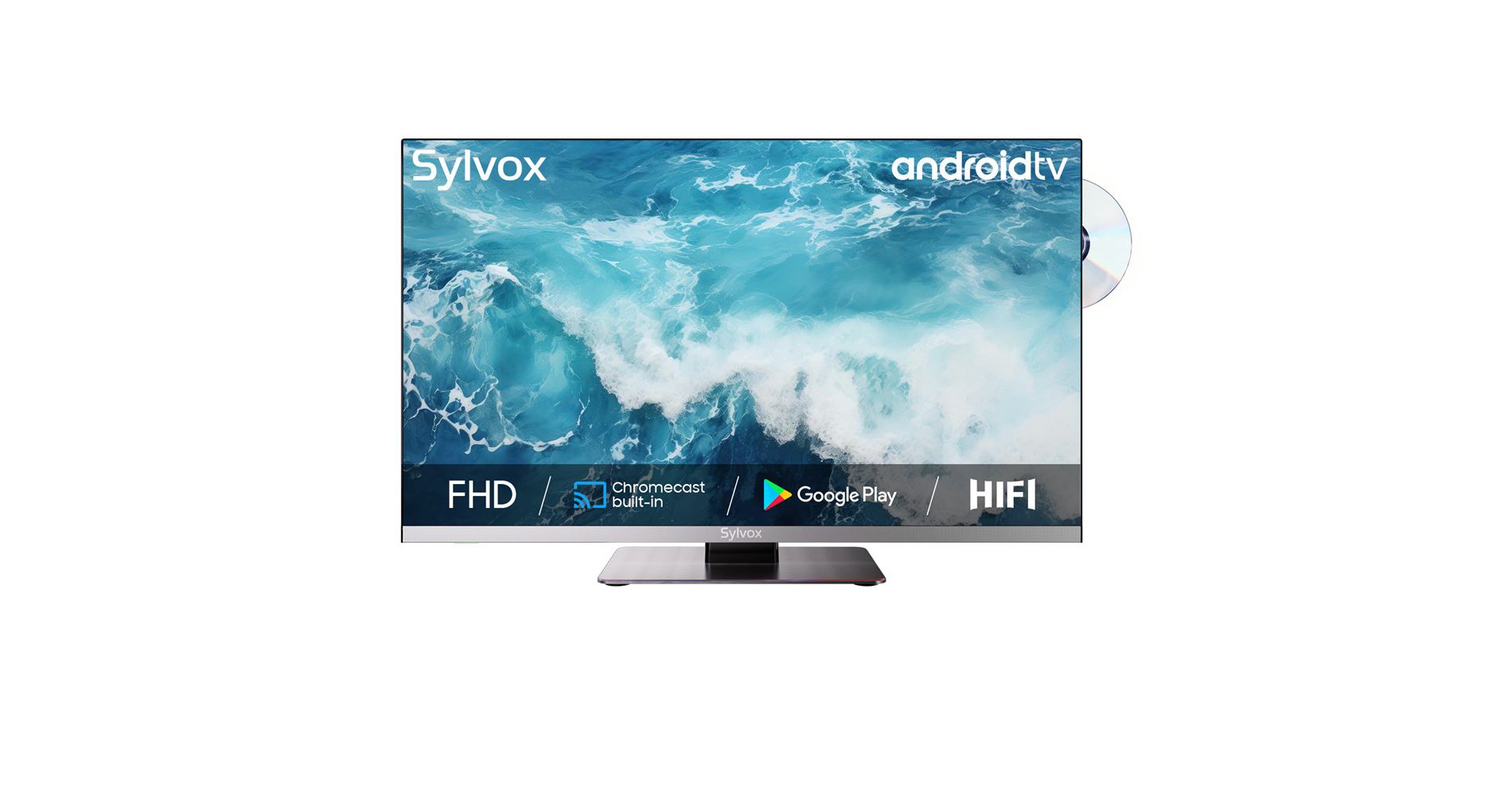 SYLVOX 12 Volt TV, 22" Smart RV TV with DVD Player, 1080P Newest Google TV Support Download APPs, AC/DC Powered TV for RV Camper Boat (Marine 2024)