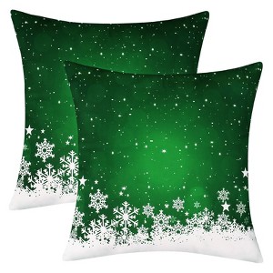 Christmas Throw Pillow Covers 18x18, Velvet Throw Pillows Set of 2, Floral Snowflake Pillow Covers for Couch Home Decoration - 1 of 2