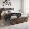 NicBex Full/Queen Bed Frame with Headboard and Charging Station,Upholstered Bed Frame with Storage Drawers,No Box Spring Needed,Easy Assembly,Brown - 3 of 4